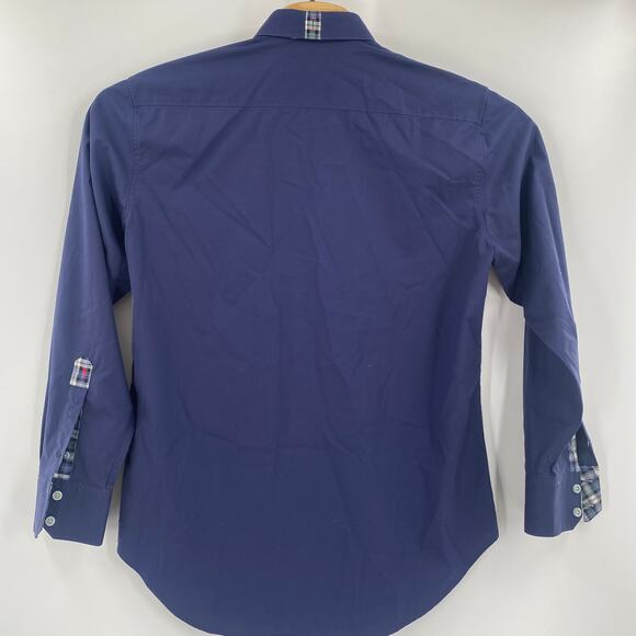 Robert Graham X Mens‎ Large Navy Blue Long Sleeve Flip Cuff Button Up Shirt - Picture 6 of 6